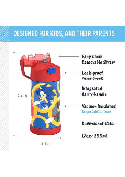 Pipetli Su Şişesi 12 Oz Sonic Hedgehog - Çocuk Paslanmaz Çelik Vakum Yalıtımlı Kapaklı Su Şişesi (Yurt Dışından) modelleri