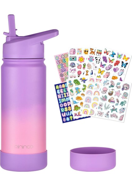 ，，çocuklar Okul Su Şişesi 16 Oz Paslanmaz Çelik Yalıtımlı Su Şişesi Çocuklar Için Kız Erkek Çocuklar Için Saman Kapaklı (Mor / Pembe) (Yurt Dışından) fiyatları
