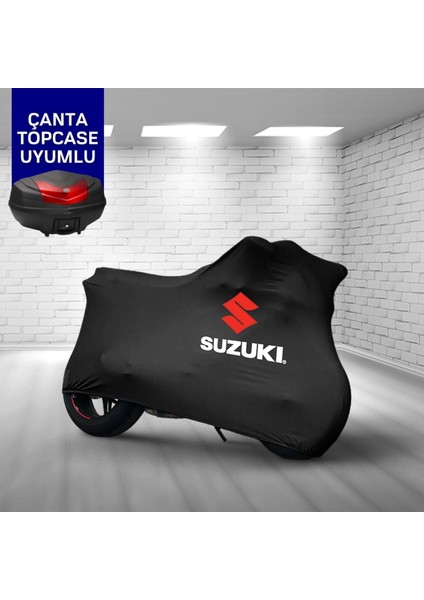 Ultra Shop Suzukı V-Strom Dl1000 Uyumlu Motosiklet Branda Topcase Çanta Uyum Logolu Kumaş Penye Siyah Motor Branda