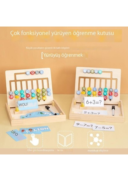 Çocuk Ahşap Eğitici Çok Fonksiyonlu Yürüyüş Öğrenme Kutusu Bebek Erken Eğitim Aydınlanma Öğretim Yardımcıları Çift Taraflı Yürüyüş Oyuncak Oyunu (Yurt Dışından)