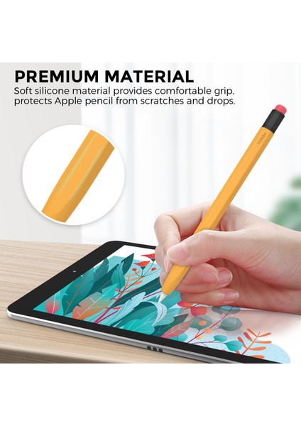 Ahastyle PT180-1 Apple Kalem 1. Nesil Retro Silikon Kapasitif Stylus Kalem Koruyucu Kapak-Turuncu (Yurt Dışından)