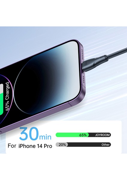 iPhone 15 Serisi Için Surpass Serisi 1,2m Naylon Örgülü Tip-C-Yıldırım Kablosu 20W Veri Kablosu-Siyah (Yurt Dışından)