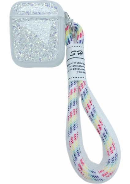 Apple Airpods için 2016 2019 Kablosuz Airpods 2019 Glitter Tpu Kayışlı Gümüş Kulaklık Kılıfı (Yurt Dışından)