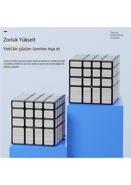 Content dolls Dördüncü Dereceden Ayna Rubik Küpü Fırçalanmış Gümüş Özel Şekilli Pürüzsüz Hızlı Vidalanan Giriş Seviyesi Çocuk Eğitici Oyuncağı (Yurt Dışından)