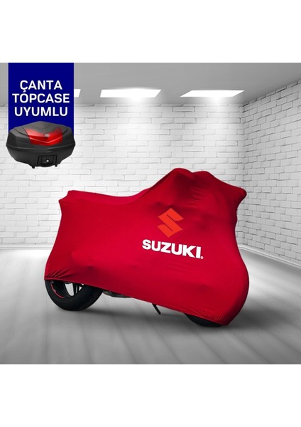Ultra Shop Suzukı V-Strom 1050 Xt Uyumlu Motosiklet Branda Topcase Çanta Uyum Logolu Kumaş Kırmızı Motor Branda