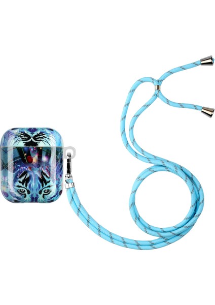 Apple Airpods için 2016 2019 Airpods Kablosuz 2019 Tpu Imd Desen Baskı Kordonlu Kurtlu Koruyucu Kulaklık Kılıfı (Yurt Dışından)