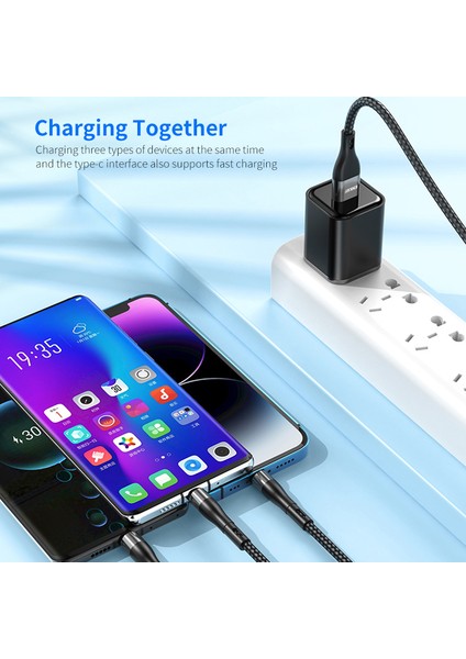 1,3 M Usb/type-C-Ip/type-C/mikro USB 5A LED Göstergeli Hızlı Şarj Veri Kablosu, Naylon Örgülü-Yeşil (Yurt Dışından)