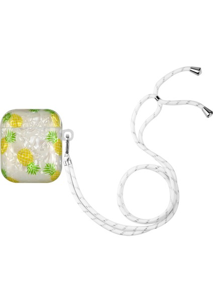 Apple Airpods için 2016 2019 Airpods Kablosuz 2019 Şık Kabuk Tahıl Desen Baskı Imd Tpu Koruyucu Kordon Ananas İle Kulaklık Kılıfı (Yurt Dışından)