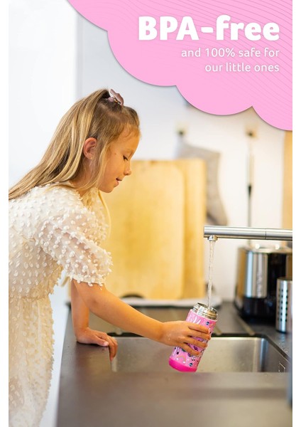 Çocuk Su Şişesi Yalıtımlı Paslanmaz Çelik Su Şişesi Bpa Içermez Sızdırmaz Okullar ve Anaokulları Için Bardak Kapaklı Çocuk Şişesi (350ML) (Yurt Dışından) fiyatları