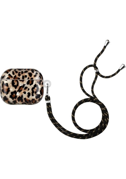 Apple Airpods için 3 Kabuk Tahıl Desen Baskı Imd Tpu Kutusu Çizilmez Koruyucu İle Kordon Leopar Kulaklık Kılıfı (Yurt Dışından)