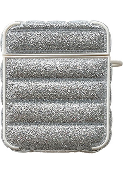 Airpods için 2016 2019 Airpods Kablosuz 2019 Parıltılı Lı Aşağı Ceket Tamlı Taşıma Çantası Gümüş Kulaklık Kılıfı (Yurt Dışından)