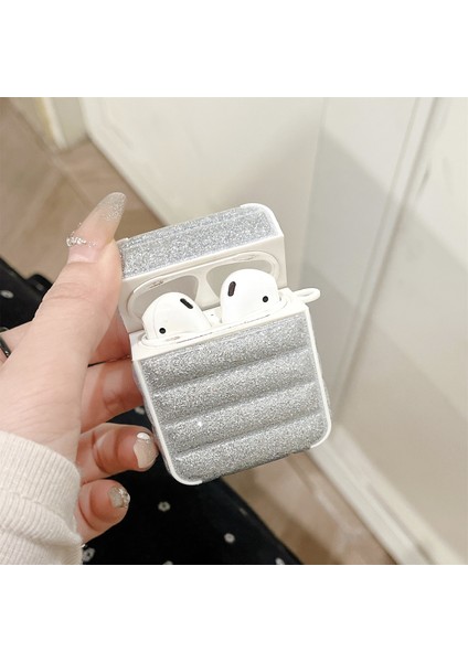 Airpods için 2016 2019 Airpods Kablosuz 2019 Parıltılı Lı Aşağı Ceket Tamlı Taşıma Çantası Gümüş Kulaklık Kılıfı (Yurt Dışından) fiyatları