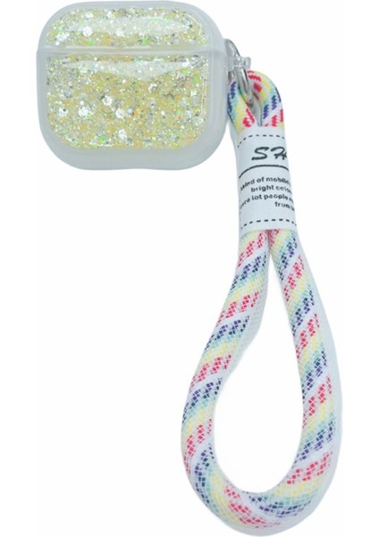 Apple Airpods Pro için El Kayışı İle Glitter Tpu Tutucu Kulaklık Kılıfı (Yurt Dışından)