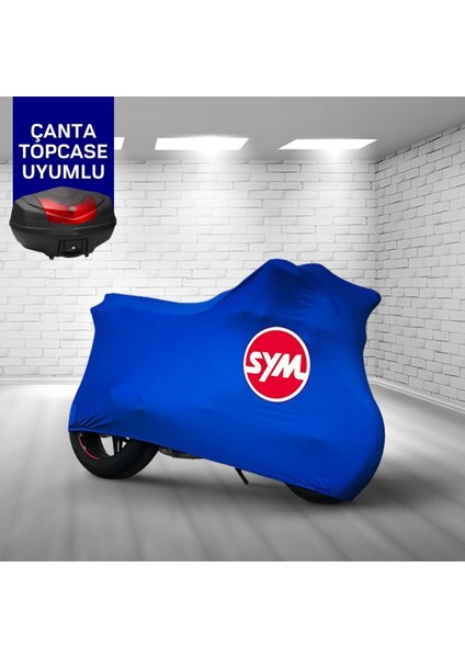 Ultra Shop Sym Drg 160 Uyumlu Motosiklet Branda Topcase Çanta Uyum Logolu Kumaş Penye Mavi Motor Branda