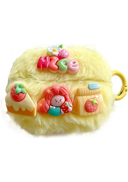 Airpods Pro 2 Airpods Pro Karikatür Kız Kutusu Peluş + Tpu Koruyucu İle Halka Toka Kulaklık Kılıfı (Yurt Dışından)