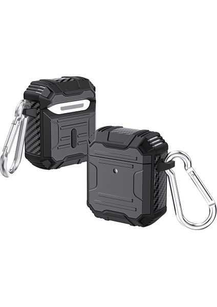 Tpu+Pc Şok Emici Koruyucu Apple Airpod'Lar için Şarj Lı 2016 2019 Airpods Kablosuz Şarj Lı 2019 Sıyah Kulaklık Kılıfı (Yurt Dışından)