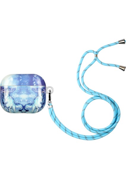 Apple Airpods için 3 Koruyucu Imd Desen Baskı Tpu Koruyucu Kordon Kar Kurt İle Kulaklık Kılıfı (Yurt Dışından)