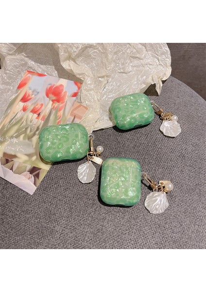 Apple Airpods için 3 Şık Kabuk Tahıl Tpu Aşınma Önleyici tooth Şarj Koruyucu İle Kabuk Kolye Kulaklık Kılıfı (Yurt Dışından) fiyatları