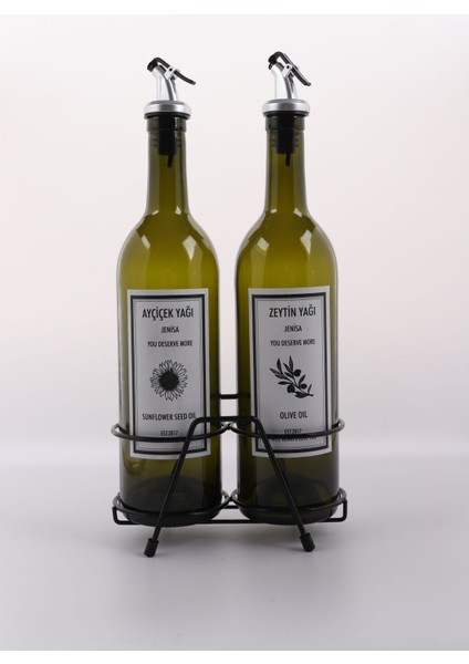 Paslanmaz Demirli 2'li Yağlık Seti, 750 ml, Bej, Damlatmaz, Cam, 4+ Parça