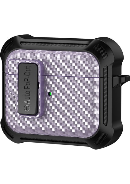 Apple Airpods 3 için Basma Tokası Tpu + Pc Koruyucu Karbon Fiber Doku tooth Kulaklık Kılıfı (Yurt Dışından)