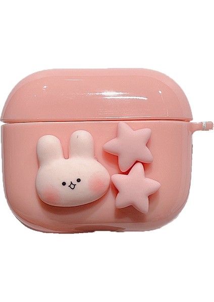 Apple Airpods için Pro Yumuşak Dayanıklı Tpu Kutusu Sevimli Tavşan Yıldız Koruyucu İle Çiçek Armut Kullanışlı Askı Kulaklık Kılıfı (Yurt Dışından)