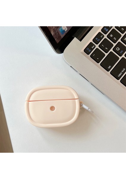 Apple Airpods için Pro Pro 2 Koruyucu Şeker Renk Oval Silikon Asılı Toka Bej Kulaklık Kılıfı (Yurt Dışından) fiyatları