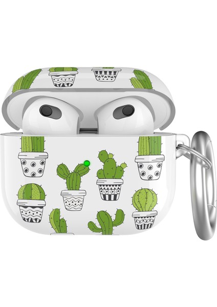 Apple Airpods için 3 Anti Damla Desen Baskı Karabina Kaktüs İle Iki Parçalı Tam Tpu Kulaklık Kılıfı (Yurt Dışından)