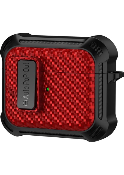 Apple Airpods 3 için Basma Tokası Tpu + Pc Koruyucu Karbon Fiber Doku tooth Kulaklık Kılıfı (Yurt Dışından)