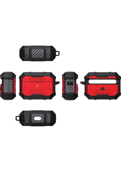 Ağır Hizmet Tipi 2'Si 1 Arada Darbeye Dayanıklı Sert Pc Yumuşak Tpu Koruyucu Apple Airpods için Karabina İle Pro Gümüş Kulaklık Kılıfı (Yurt Dışından) fiyatları