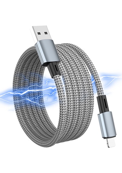 1,5m Usb-A'dan 8pin'e 12W Manyetik Şarj Kablosu 480MBPS Telefon Veri Kablosu (Yurt Dışından)