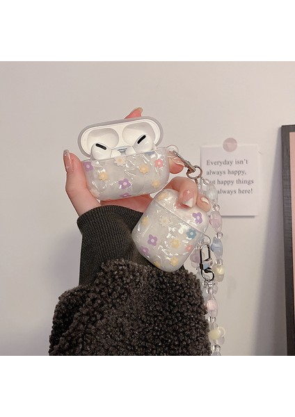 Apple Airpods için Pro Çiçek Desen Anti Sonbahar Tpu tooth Çiçek El Kayışı Tam Koruyucu Kulaklık Kılıfı (Yurt Dışından)