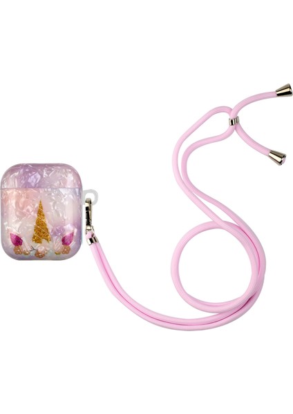 Apple Airpods için 2016 2019 Kablosuz Airpods 2019 Şık Kabuk Tahıl Desen Baskı Imd Tpu Koruyucusu Kordonlu Tek Boynuzlu At Kulaklık Kılıfı (Yurt Dışından)
