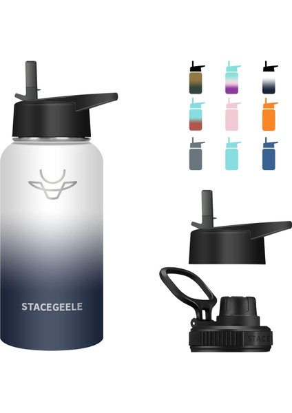 ，，çocuk Yalıtımlı Vakumlu Su Şişesi Hasır Kapaklı Paslanmaz Çelik Su Şişesi Erkekler ve Kızlar Için Sızdırmaz Hafif Çevre Dostu (550ML) (Yurt Dışından)