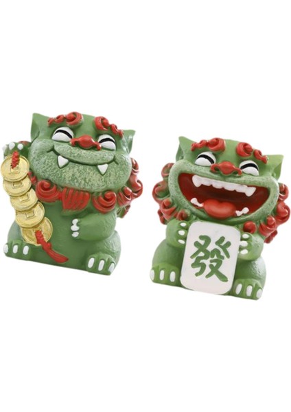 2 Adet Karikatür Mini Aslan Heykelleri Çin Aslan Figürleri Masaüstü Ofis Için 4.5X5X5.5CM Yeşil (Yurt Dışından) fırsatları