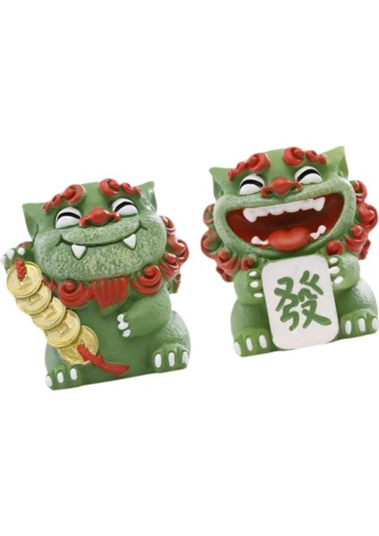 2 Adet Karikatür Mini Aslan Heykelleri Çin Aslan Figürleri Masaüstü Ofis Için 4.5X5X5.5CM Yeşil (Yurt Dışından) indirimleri