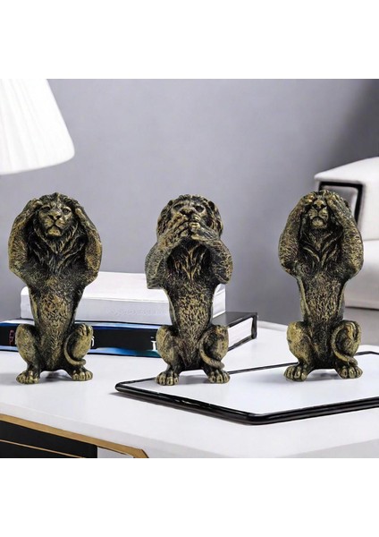 3 Heykeli Masaüstü Heykelcik Kitaplık Oturma Odası Odası Altın (Yurt Dışından) indirimleri