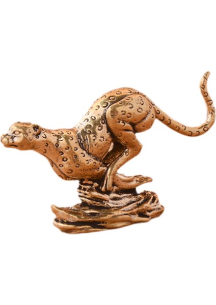 Pirinç Leopar Süsü Fengshui Leopar Heykelciği Masa Ev Kitaplıkları Için (Yurt Dışından)