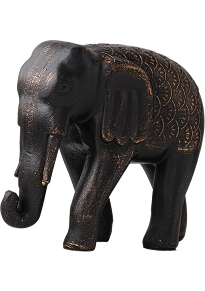 Reçine Fil Heykeli Koleksiyonluk Figür Feng Shui Dekorları Hayvan Heykeli Siyah (Yurt Dışından) indirimleri