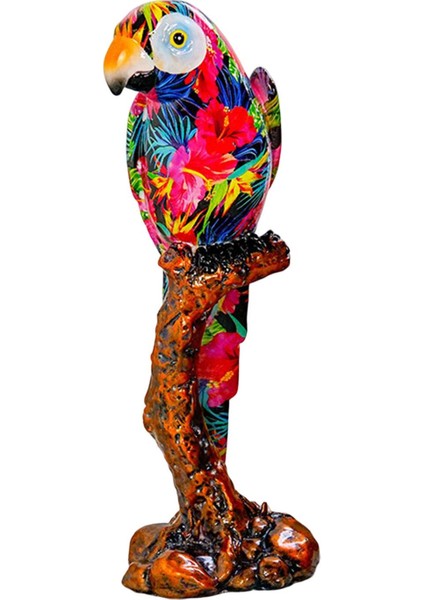 Graffiti Papağan Heykeli Polyresin Heykel Papağan Heykelciği Ev Dekoru Için Tek (Yurt Dışından)