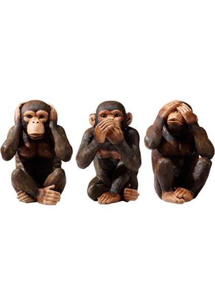 3x Orangutan Figürleri Üstü Süslemeleri Orta Odası Kitaplık (Yurt Dışından)