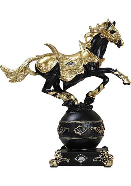 Reçine At Heykeli Tv Sehpası Hayvan Heykelleri Reçine Malzeme At Süsü 24X27X11CM Siyah ve Altın (Yurt Dışından) fiyatları