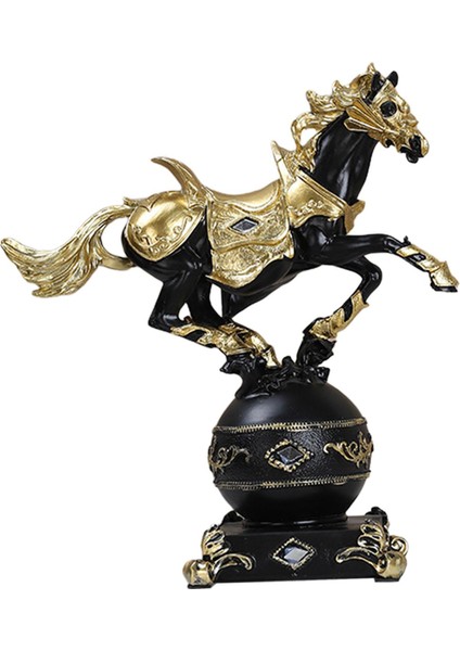 Reçine At Heykeli Tv Sehpası Hayvan Heykelleri Reçine Malzeme At Süsü 24X27X11CM Siyah ve Altın (Yurt Dışından) modelleri