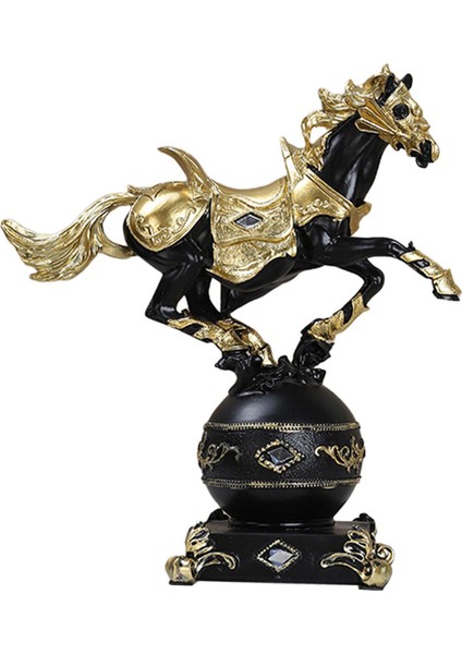 Reçine At Heykeli Tv Sehpası Hayvan Heykelleri Reçine Malzeme At Süsü 24X27X11CM Siyah ve Altın (Yurt Dışından) fırsatları