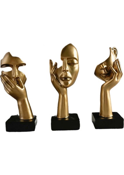 3 Parça Reçine Düşünür Heykelleri Modern Figürler Ofis Masası Kitaplık Altın (Yurt Dışından) fiyatları