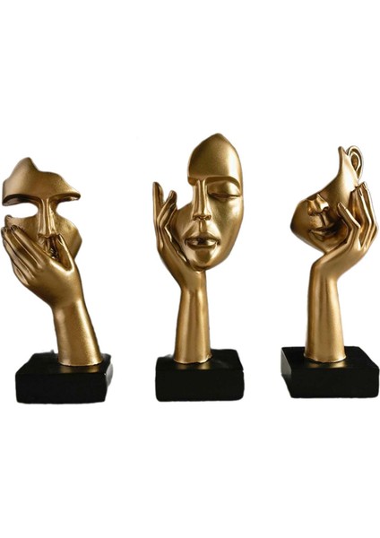 3 Parça Reçine Düşünür Heykelleri Modern Figürler Ofis Masası Kitaplık Altın (Yurt Dışından) indirimleri