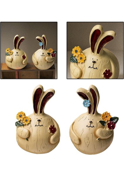 2 Modern Konijn Culpturen Hars Tandbeeld Beeldje Süsleme Minyatür ve Voor S (Yurt Dışından) modelleri