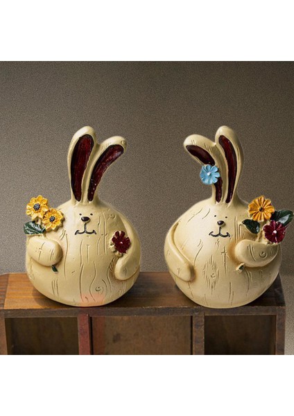 2 Modern Konijn Culpturen Hars Tandbeeld Beeldje Süsleme Minyatür ve Voor S (Yurt Dışından) indirimleri