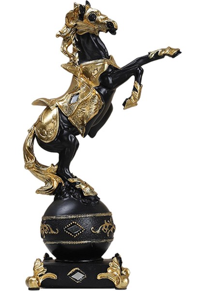 Reçine At Heykeli Tv Sehpası Hayvan Heykelleri Reçine Malzeme At Süsü 17,5X30,5X11CM Siyah ve Altın (Yurt Dışından) fiyatları