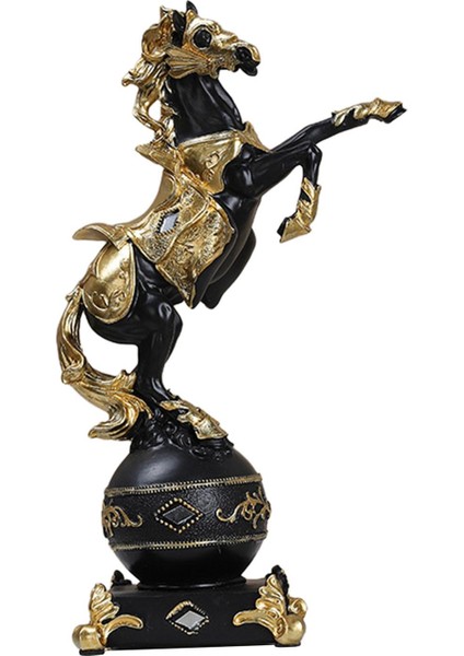 Reçine At Heykeli Tv Sehpası Hayvan Heykelleri Reçine Malzeme At Süsü 17,5X30,5X11CM Siyah ve Altın (Yurt Dışından) modelleri