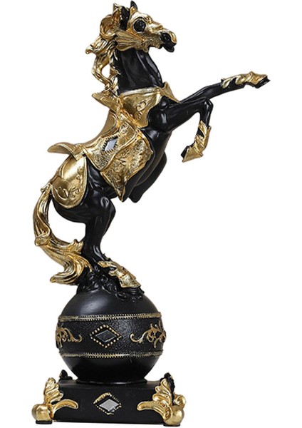 Reçine At Heykeli Tv Sehpası Hayvan Heykelleri Reçine Malzeme At Süsü 17,5X30,5X11CM Siyah ve Altın (Yurt Dışından) fırsatları